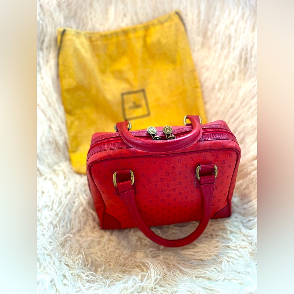 Fendi vintage red canvas bag